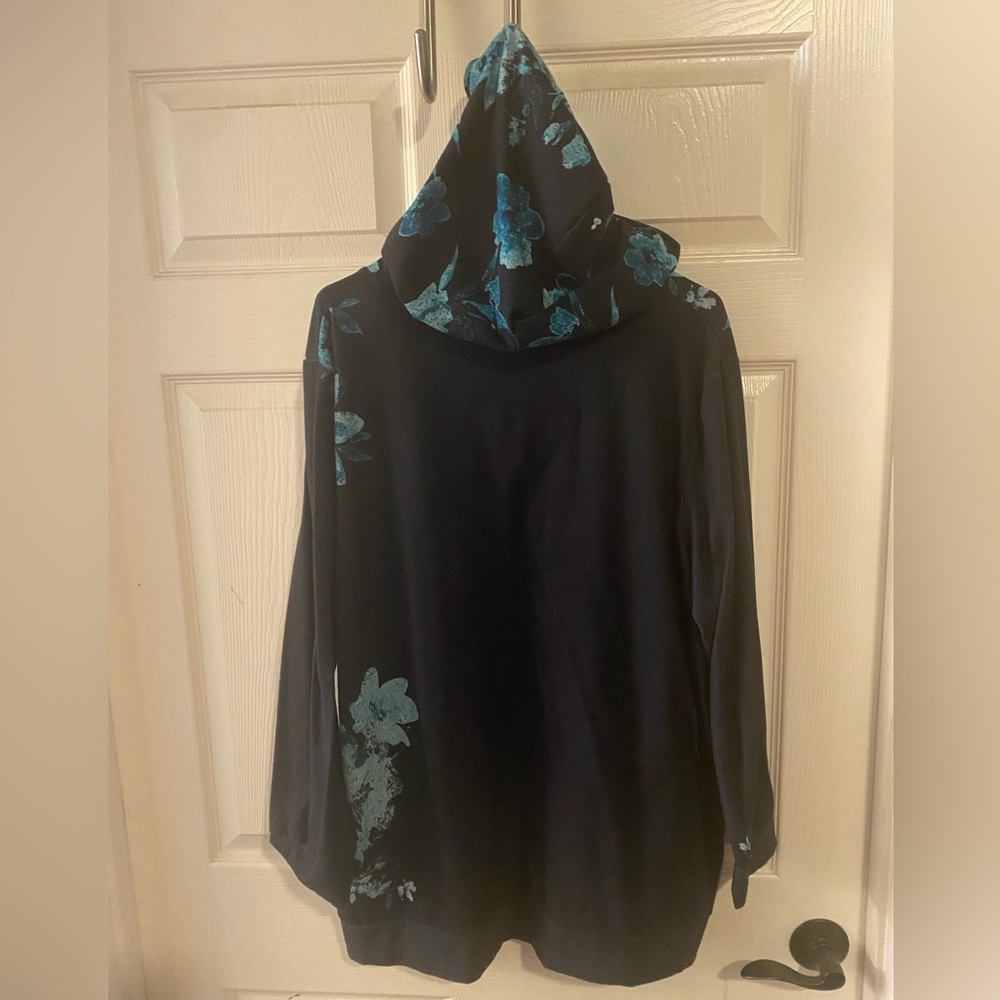 Lily Floral Black Long Sleeve Hoodie - Picture 2 of 5